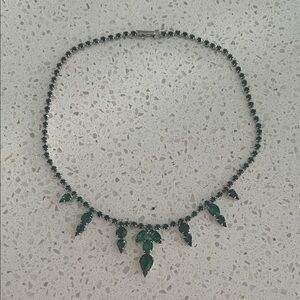 Vintage Mid-Century Emerald Green Rhinestone Necklace | 1950s-1960s